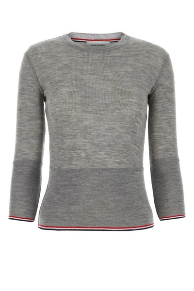 Shop Thom Browne Woman Grey Wool Sweater In Gray