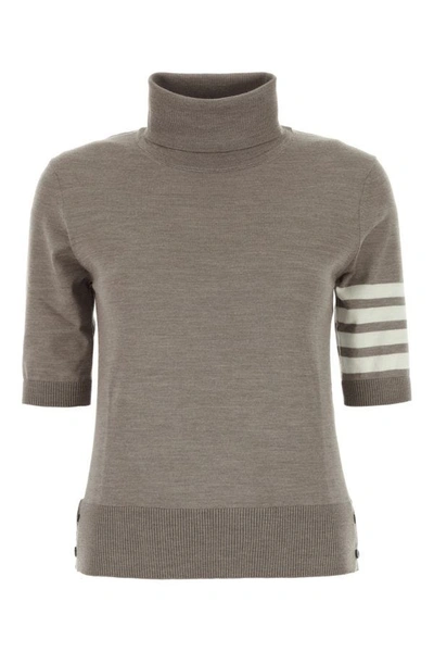 Shop Thom Browne Woman Melange Grey Wool Blend Sweater In Gray