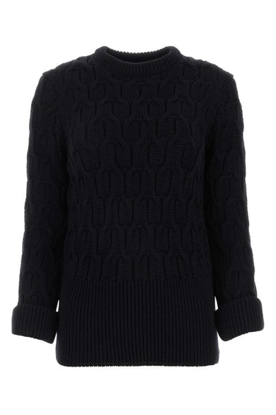 Shop Thom Browne Woman Midnight Blue Wool Sweater