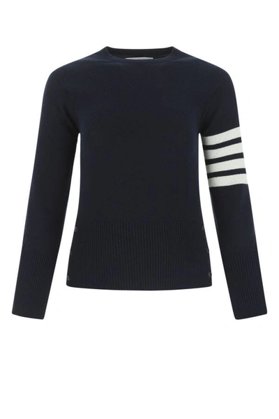 Shop Thom Browne Woman Navy Blue Wool Sweater