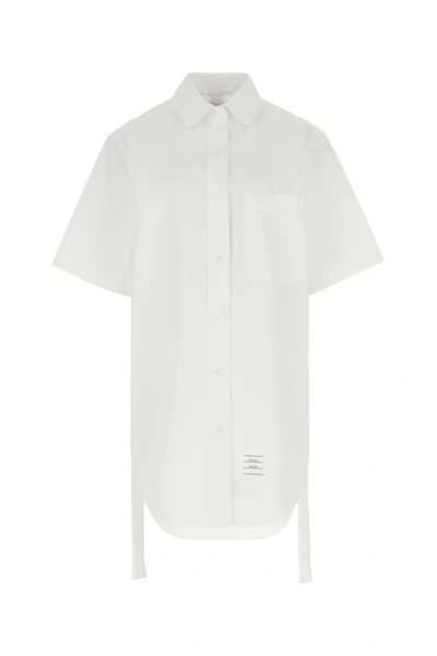 Shop Thom Browne Woman White Poplin Shirt Mini Dress