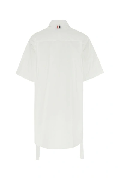 Shop Thom Browne Woman White Poplin Shirt Mini Dress