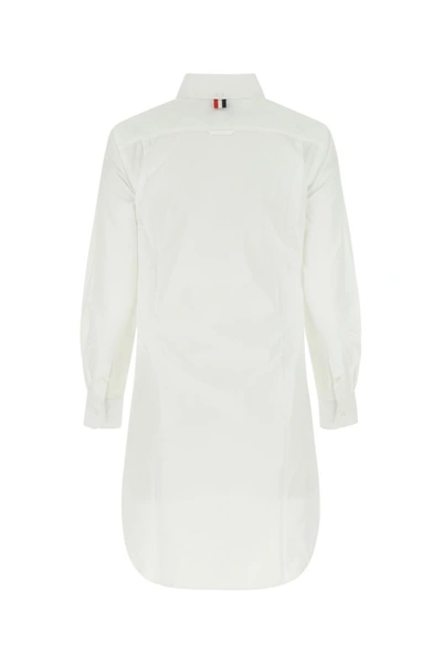 Shop Thom Browne Woman White Poplin Shirt Mini Dress