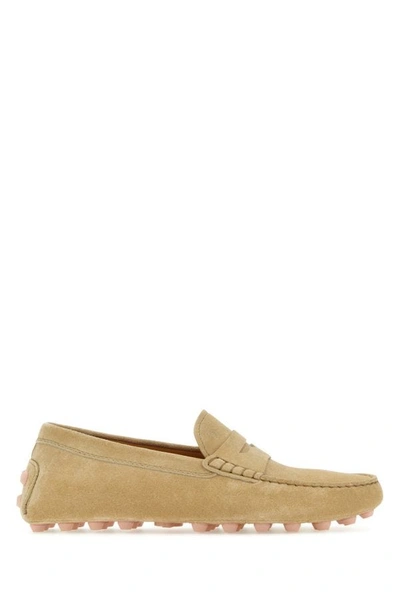 Shop Tod's Woman Beige Suede Loafers In Brown