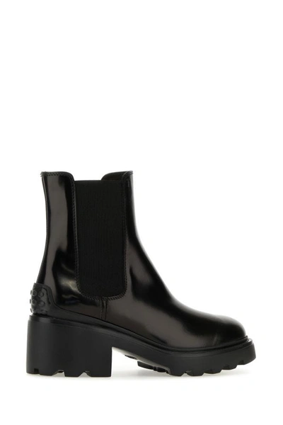 Shop Tod's Woman Black Leather Ankle Boots