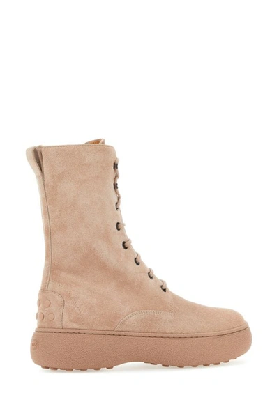 Shop Tod's Woman Powder Pink Suede W. G. Ankle Boots