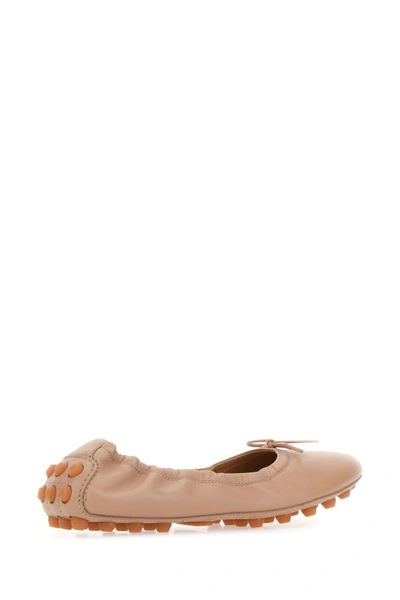 Shop Tod's Woman Skin Pink Leather Bubble Ballerinas