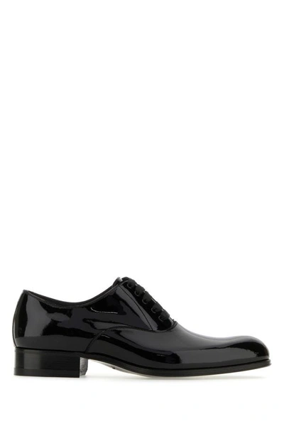 Shop Tom Ford Man Black Leather Edgar Lace-up Shoes