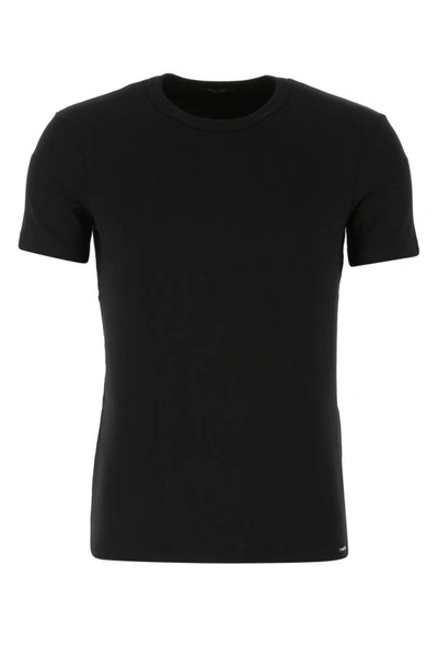 Shop Tom Ford Man Black Stretch Cotton T-shirt