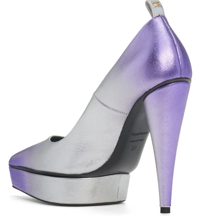 Shop Tom Ford Women 120mm Metallic Leather High Heel Pumps In Purple
