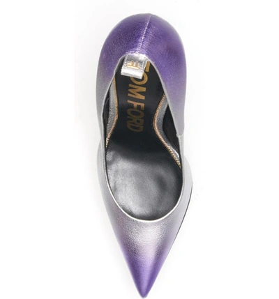Shop Tom Ford Women 120mm Metallic Leather High Heel Pumps In Purple