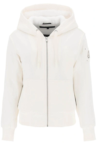 Shop Moose Knuckles 'bunny' Jacket With Eco-fur Insert In White