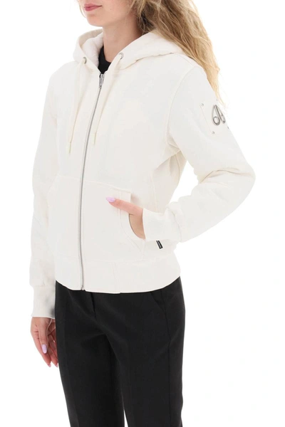 Shop Moose Knuckles 'bunny' Jacket With Eco-fur Insert In White