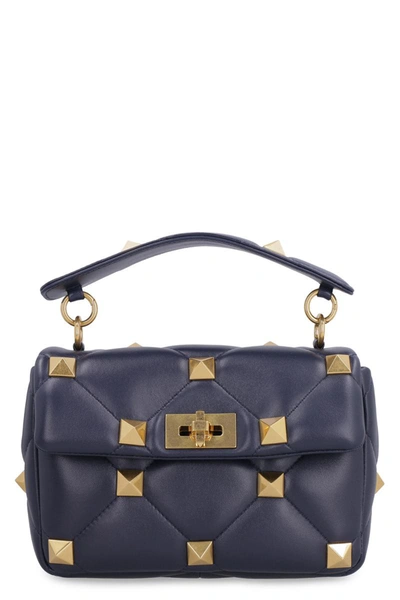 Shop Valentino Garavani - Roman Stud Quilted Leather Bag In Blue