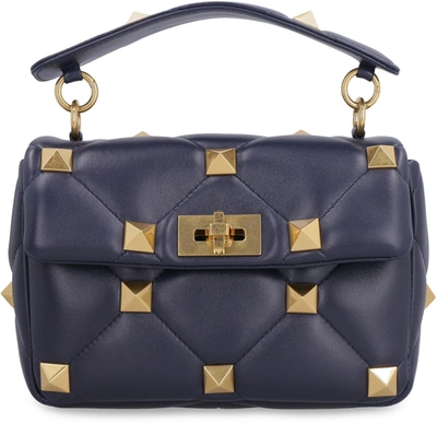 Shop Valentino Garavani - Roman Stud Quilted Leather Bag In Blue