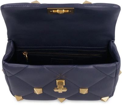 Shop Valentino Garavani - Roman Stud Quilted Leather Bag In Blue