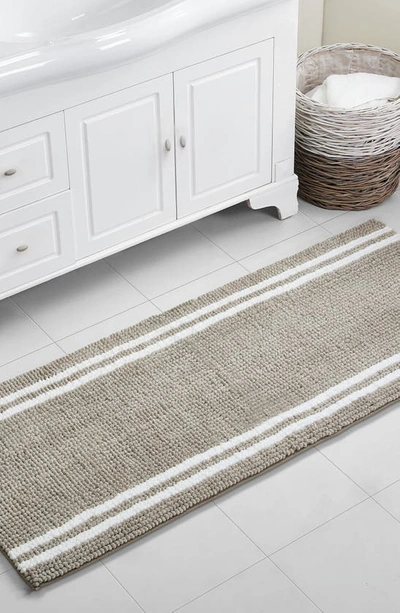 Vcny Home Hotel Stripe Bath Runner Rug In Stone/ White