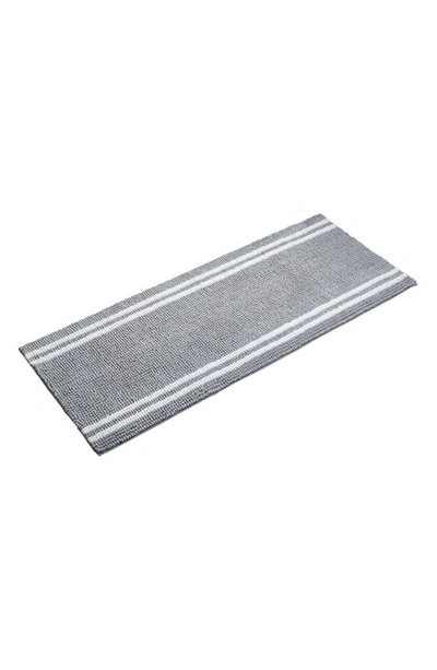 Vcny Home Hotel Stripe Bath Runner Rug In Grey/ White
