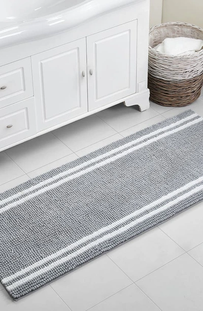 Vcny Home Hotel Stripe Bath Runner Rug In Grey/ White