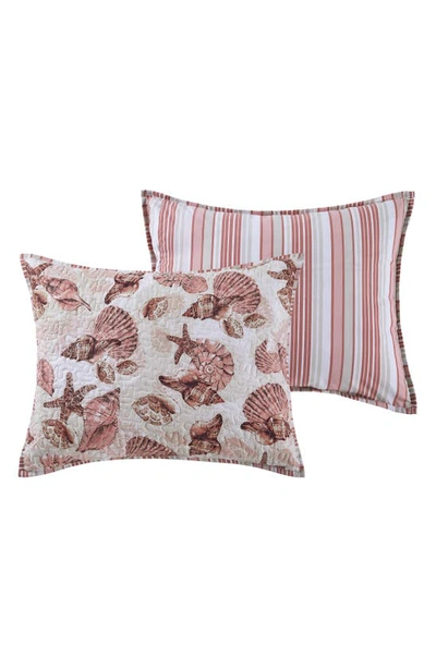 Vcny Home Treasure Reversible Microfiber Quilt Set In Coral/ Blush