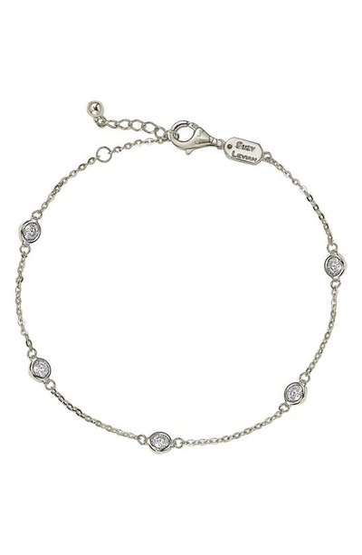 Shop Suzy Levian 14k Gold Diamond Station Bracelet In White