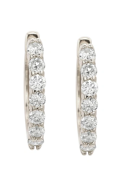 Shop Suzy Levian 14k Gold Diamond Huggie Hoop Earrings In White