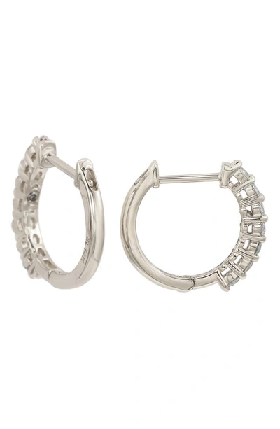 Shop Suzy Levian 14k Gold Diamond Huggie Hoop Earrings In White