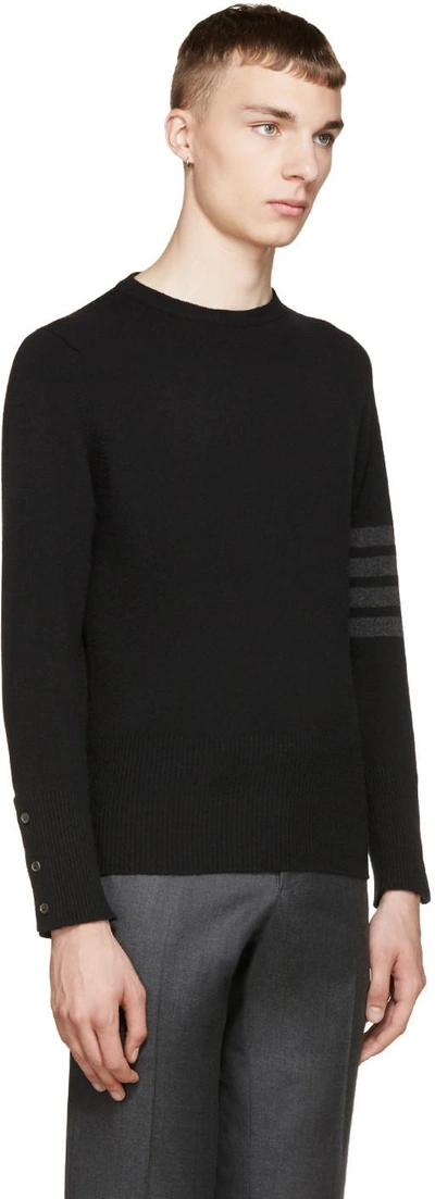 Shop Thom Browne Black Striped Armband Sweater