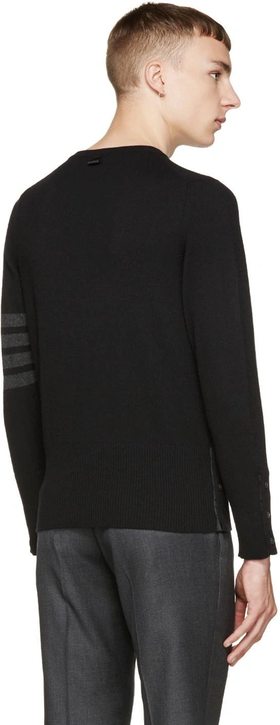 Shop Thom Browne Black Striped Armband Sweater