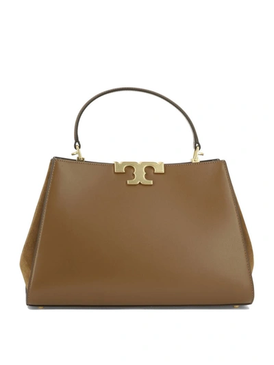 Tory Burch Eleanor Hand Bags Gray In Brown