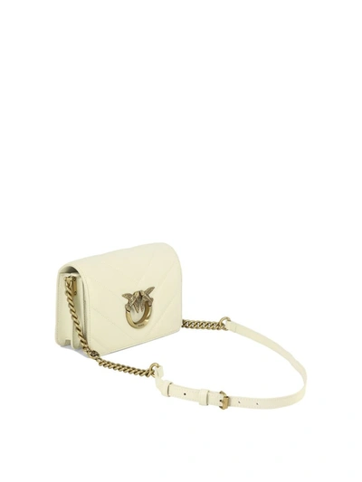 Shop Pinko "love Click Mini" Crossbody Bag In White