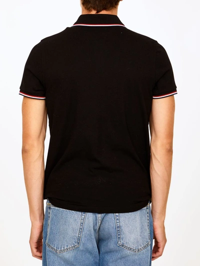 Shop Moncler Cotton Polo Shirt With Logo In Black