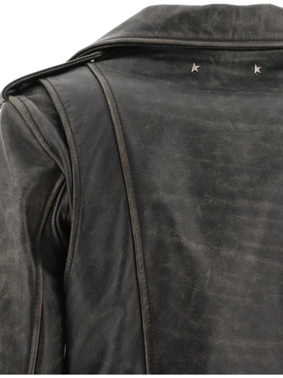 Shop Golden Goose "destiny" Leather Jacket In Grey