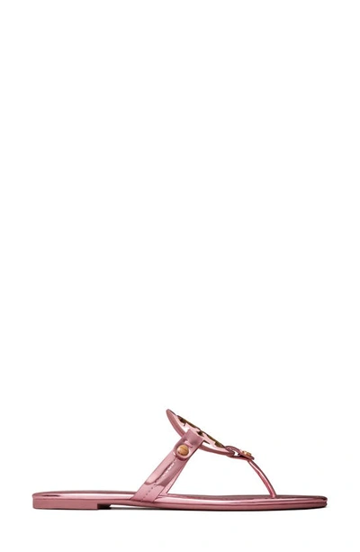 Tory Burch Miller Leather Sandal In Mirror Metallic Pink