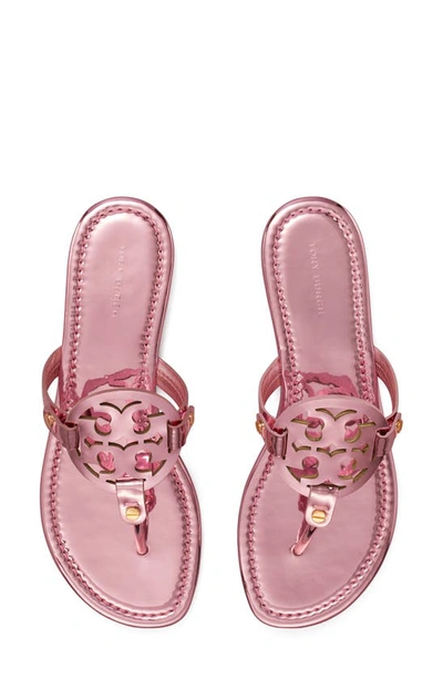 Tory Burch Miller Leather Sandal In Mirror Metallic Pink