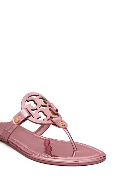 Tory Burch Miller Leather Sandal In Mirror Metallic Pink