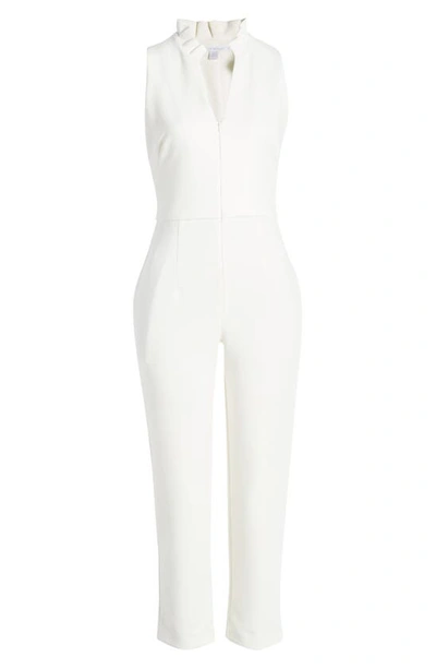 Black Halo Sleeveless Halter V-neck Jumpsuit In Porcelain