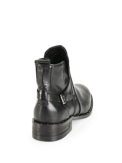 Shop Freda Salvador Star Leather Studded-fringe Welt Ankle Boots In Black
