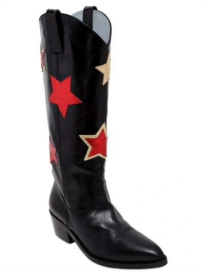 Chiara Ferragni 50mm Stars Leather Boots In Nero