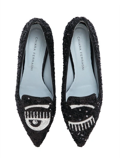 Shop Chiara Ferragni 20mm Sequined Flirting Eyes Loafers In Black