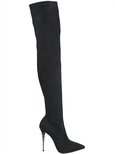 Le Silla 110mm Stretch Suede Over The Knee Boots In Black