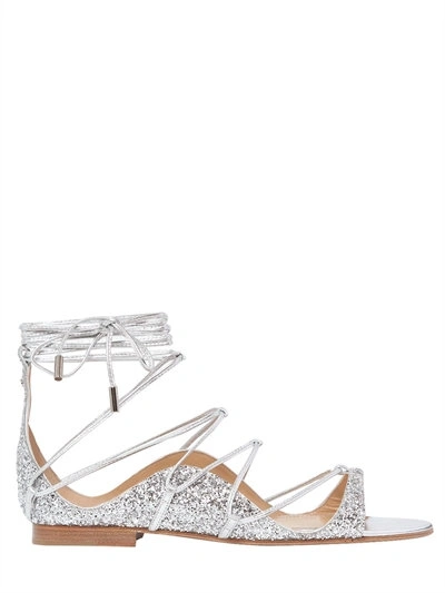 Dsquared2 10mm Glittered Lace-up Sandals In Silver