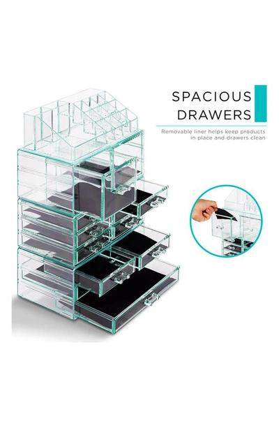 Sorbus Black Clear Makeup & Jewelry Storage Case In Teal