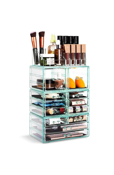 Sorbus Black Clear Makeup & Jewelry Storage Case In Teal