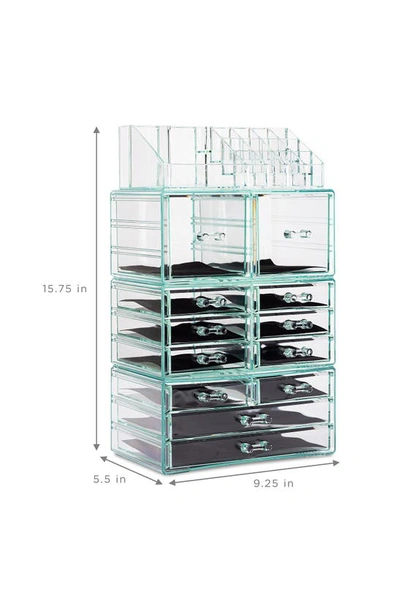 Sorbus Black Clear Makeup & Jewelry Storage Case In Teal