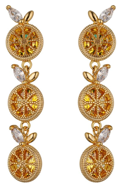 Shop Eye Candy Los Angeles Limoncello Cubic Zirconia Drop Earrings In Yellow