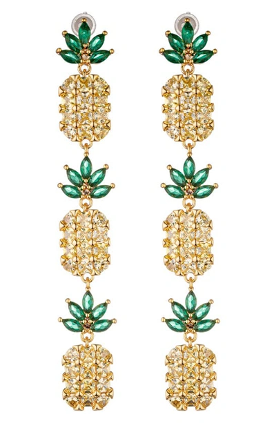 Shop Eye Candy Los Angeles Yellow Pineapple Crystal Drop Earrings In Gold