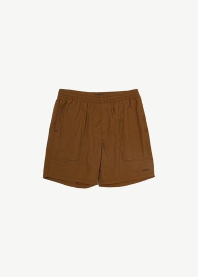 Shop Afends Elastic Waist Shorts In Brown