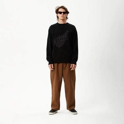 Shop Afends Raglan Knitted Crew Neck Jumper In Black
