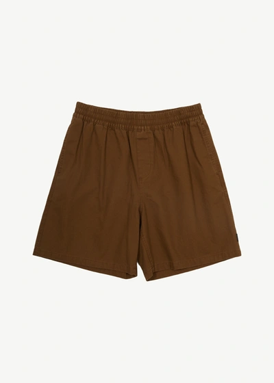 Shop Afends Recycled Baggy Elastic Waist Shorts In Brown